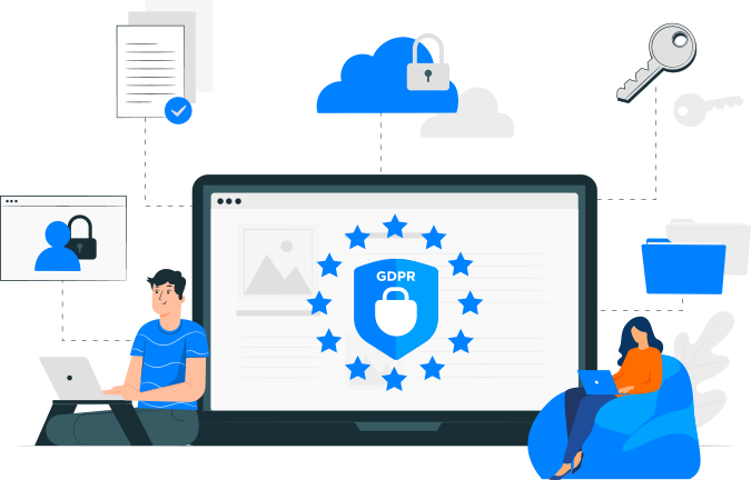 People working under a GDPR privacy shield