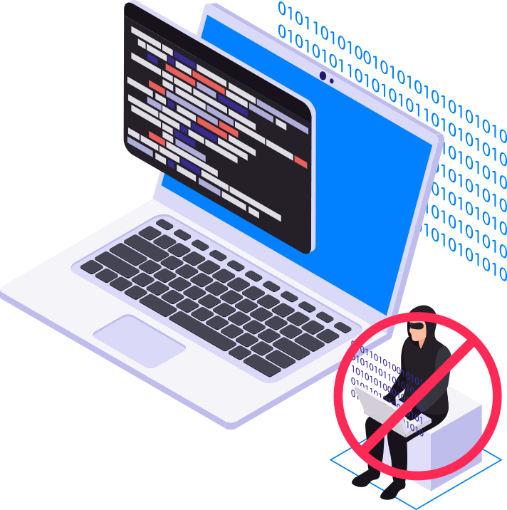 A laptop with its data protected from an intruder