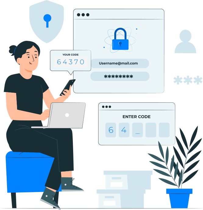 A person confirming a one-time code while signing in securely